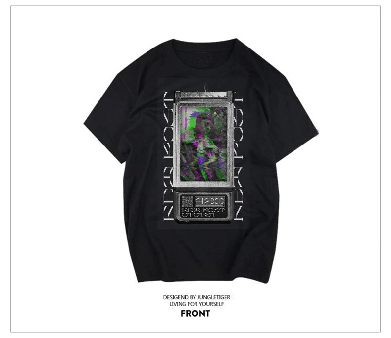 Trendy Dark Special-Interest Design Half-Length Sleeve Versatile T-shirt