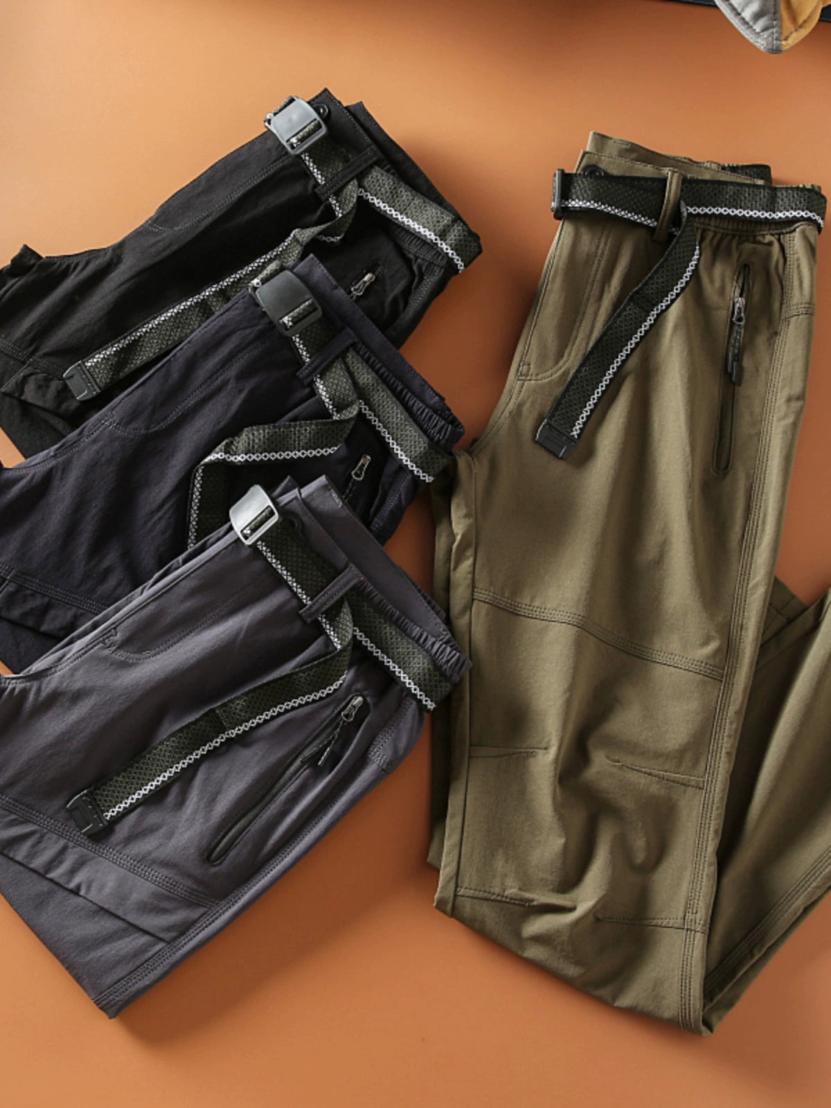 Spring and Autumn Functional Elastic Quick-Drying Multi-Pocket Trousers Outdoor