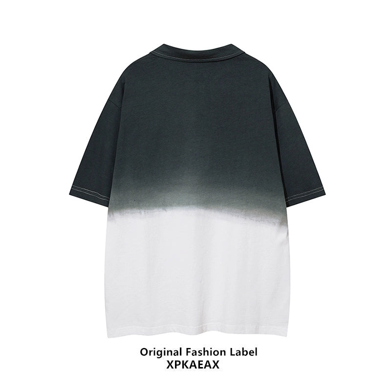 Xpkaeax Short-Sleeved High Street Gradient T-shirt Polo Shirt
