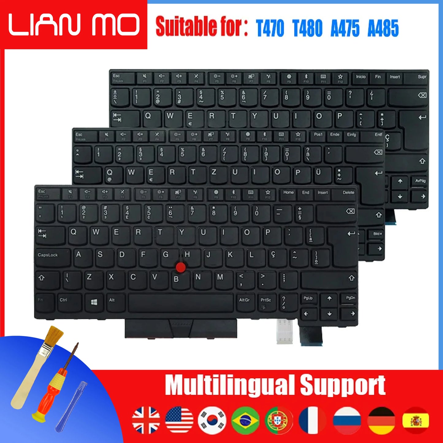 LIAN MO Replacement Keyboard for Lenovo ThinkPad-T470, T480, A475, A485