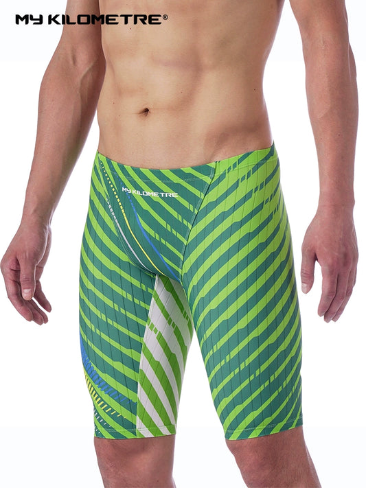 My Kilometre Men's Professional Racing Training Swimming Trunks