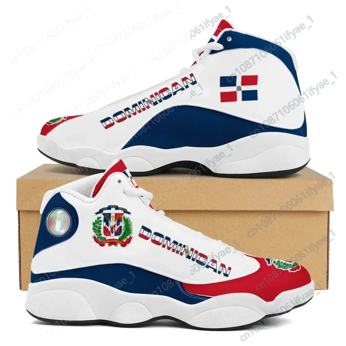 Dominican Republic Flag Custom Lace-Up Sneakers – Casual, Cozy, Durable Running Shoes for Teen Boys, Men's Basketball Sports Footwear