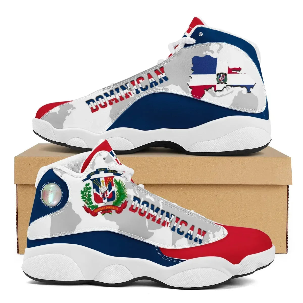 Dominican Republic Flag Custom Lace-Up Sneakers – Casual, Cozy, Durable Running Shoes for Teen Boys, Men's Basketball Sports Footwear