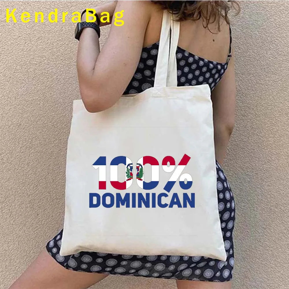 Dominican Republic Flag & Sunset Canvas Tote Bag – Punta Cana, Santo Domingo, Eco-Friendly Shopper Handbag