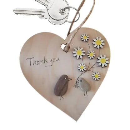 Rustic Heart Shape Wooden Wall Decor: Couples Birds & Bunny Design