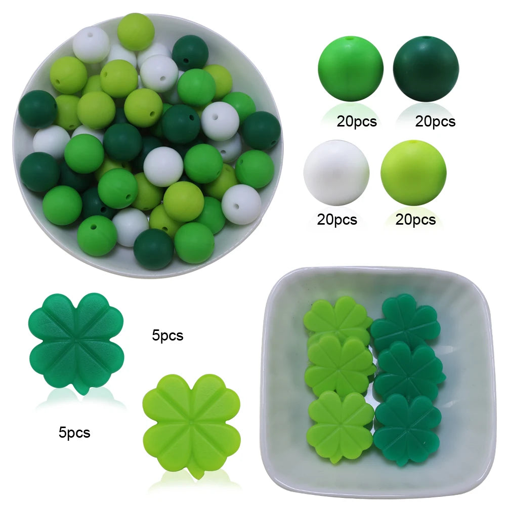 85pcs Valentine's Day Silicone Beads Set - Heart & Round Spacer Beads for Jewelry Making