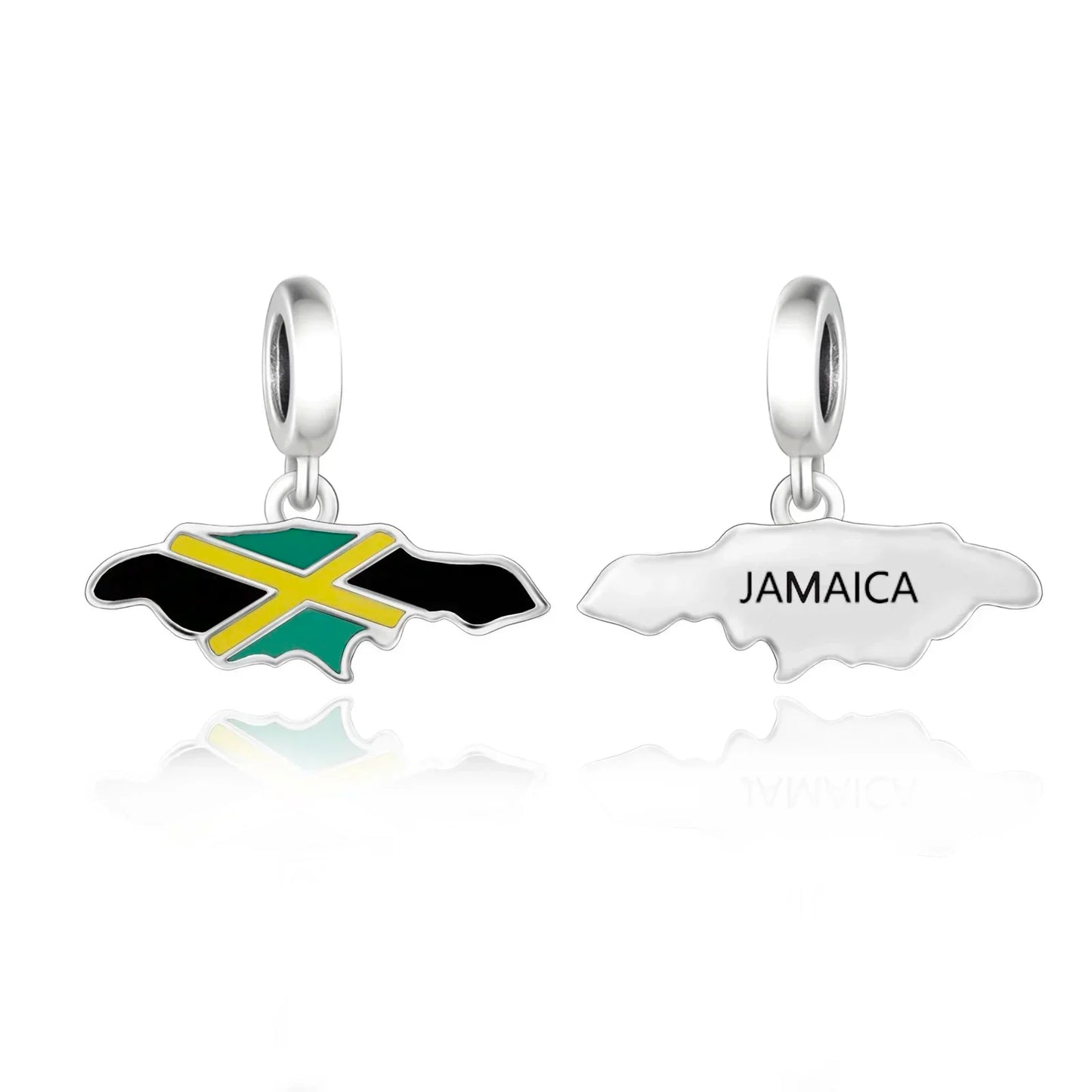 Real 925 Sterling Silver Pan Charms Bracelet – Dominican Republic Flag Map Enamel Bead for Women