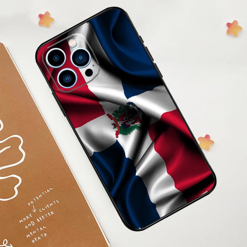 Dominican Republic Flag Case – Compatible with iPhone 15, 16, 14, 13, 12, 11 Pro Max, Plus, X, XR, XS Max, 12, 13 Mini, Soft Bumper Cover