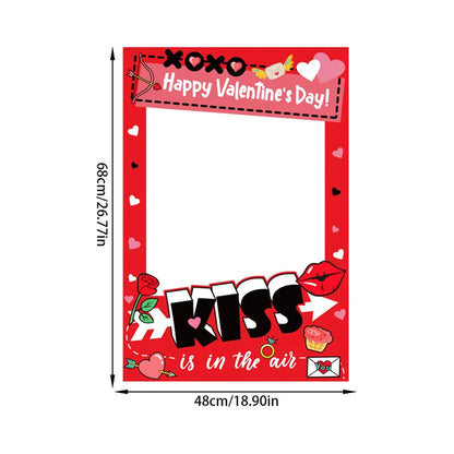 Valentine's Day Photo Booth Props - Romantic Selfie Frame & Props Set