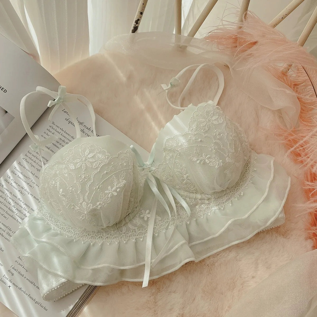 Japanese Lolita Lace Bra Set - 1/2 Cup, Sweet & Sexy, Support for Small Chests