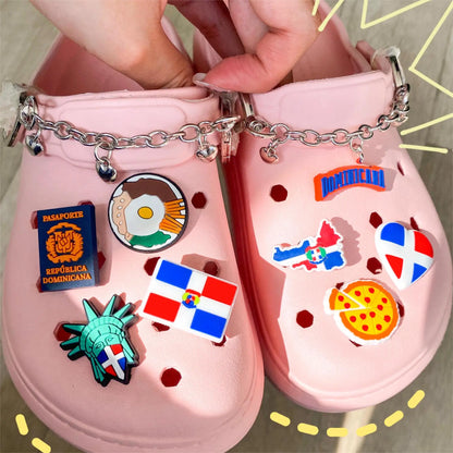 Dominican Flag Food & Pizza Shoe Charms – DIY Letter Decorations, Kids' Funny Gifts