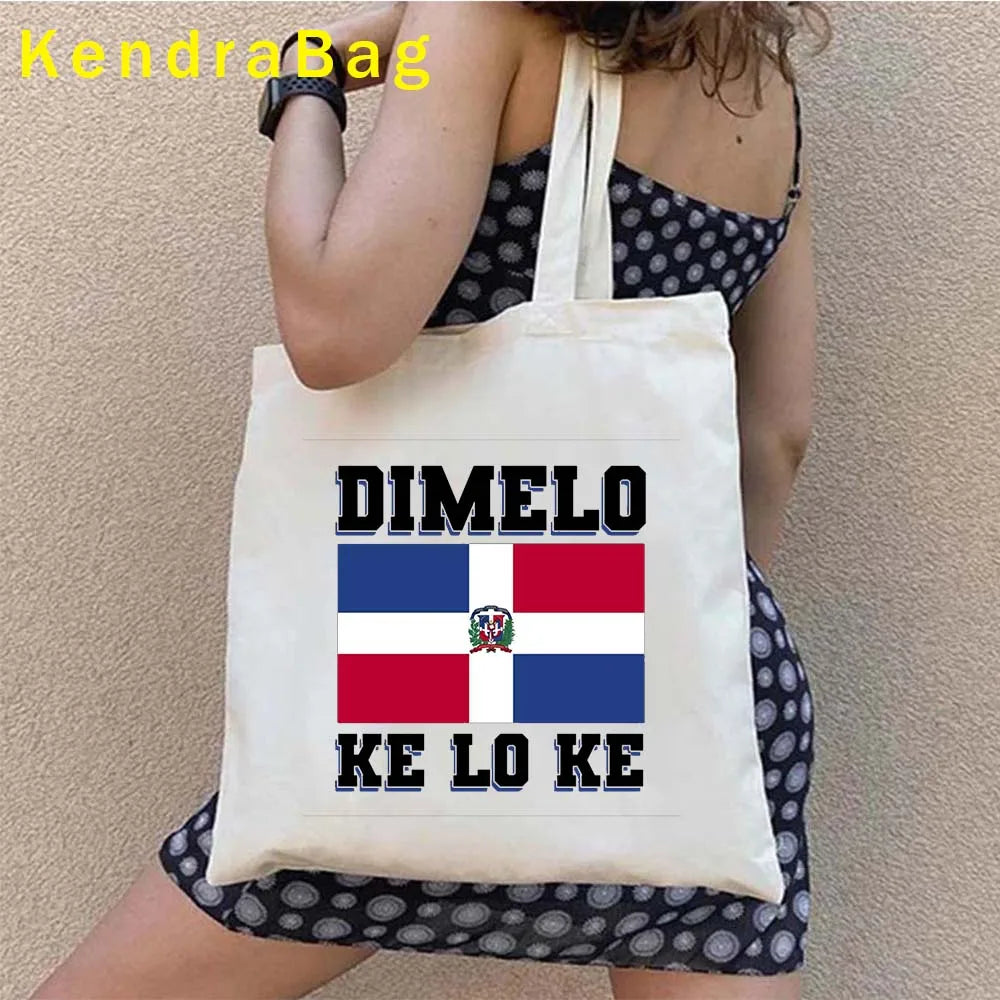 Dominican Republic Flag & Sunset Canvas Tote Bag – Punta Cana, Santo Domingo, Eco-Friendly Shopper Handbag