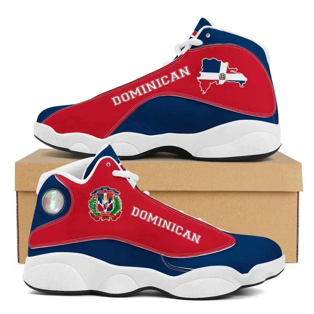 Dominican Republic Flag Custom Lace-Up Sneakers – Casual, Cozy, Durable Running Shoes for Teen Boys, Men's Basketball Sports Footwear