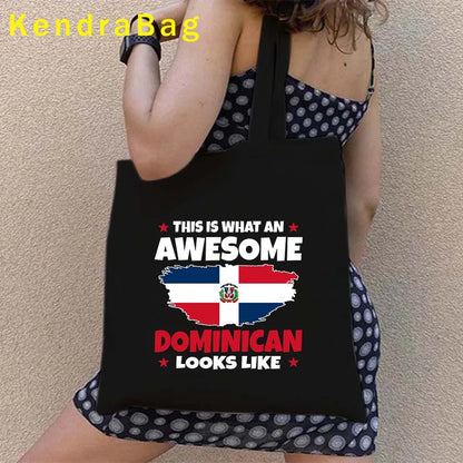 Dominican Republic Flag & Sunset Canvas Tote Bag – Punta Cana, Santo Domingo, Eco-Friendly Shopper Handbag