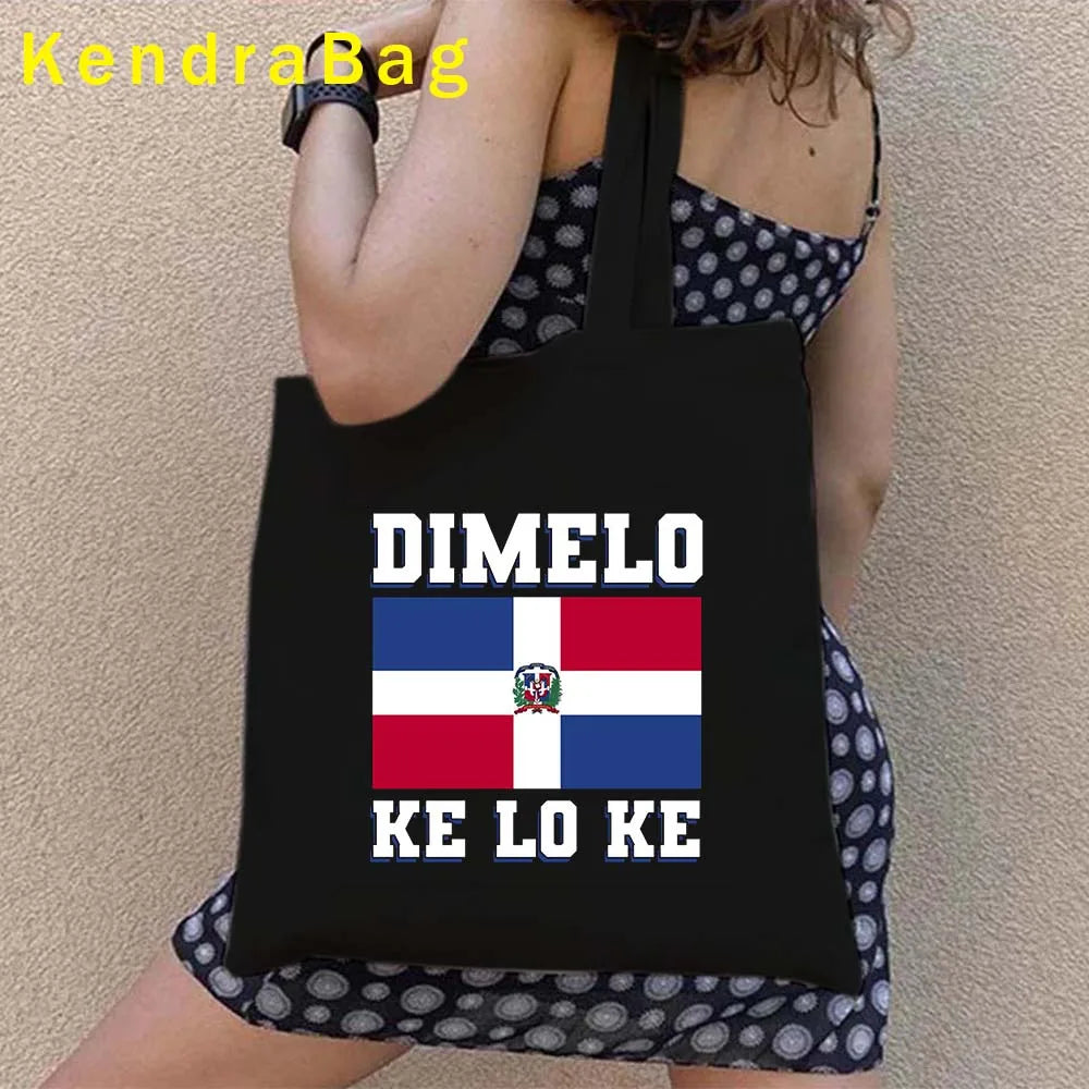 Dominican Republic Flag & Sunset Canvas Tote Bag – Punta Cana, Santo Domingo, Eco-Friendly Shopper Handbag