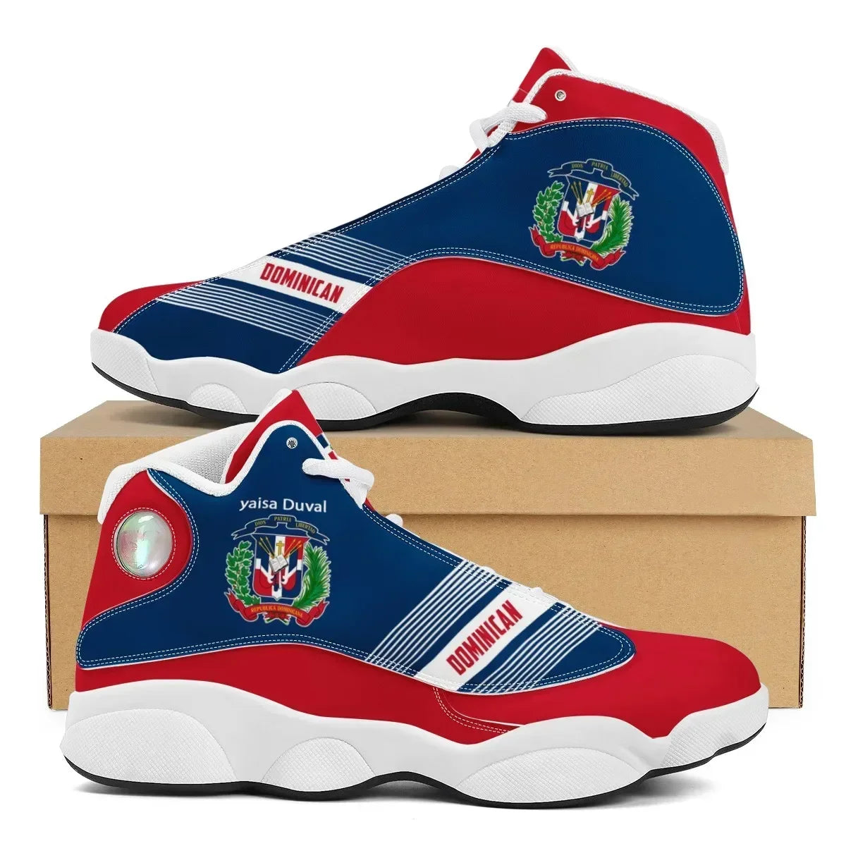 Dominican Republic Flag Custom Lace-Up Sneakers – Casual, Cozy, Durable Running Shoes for Teen Boys, Men's Basketball Sports Footwear