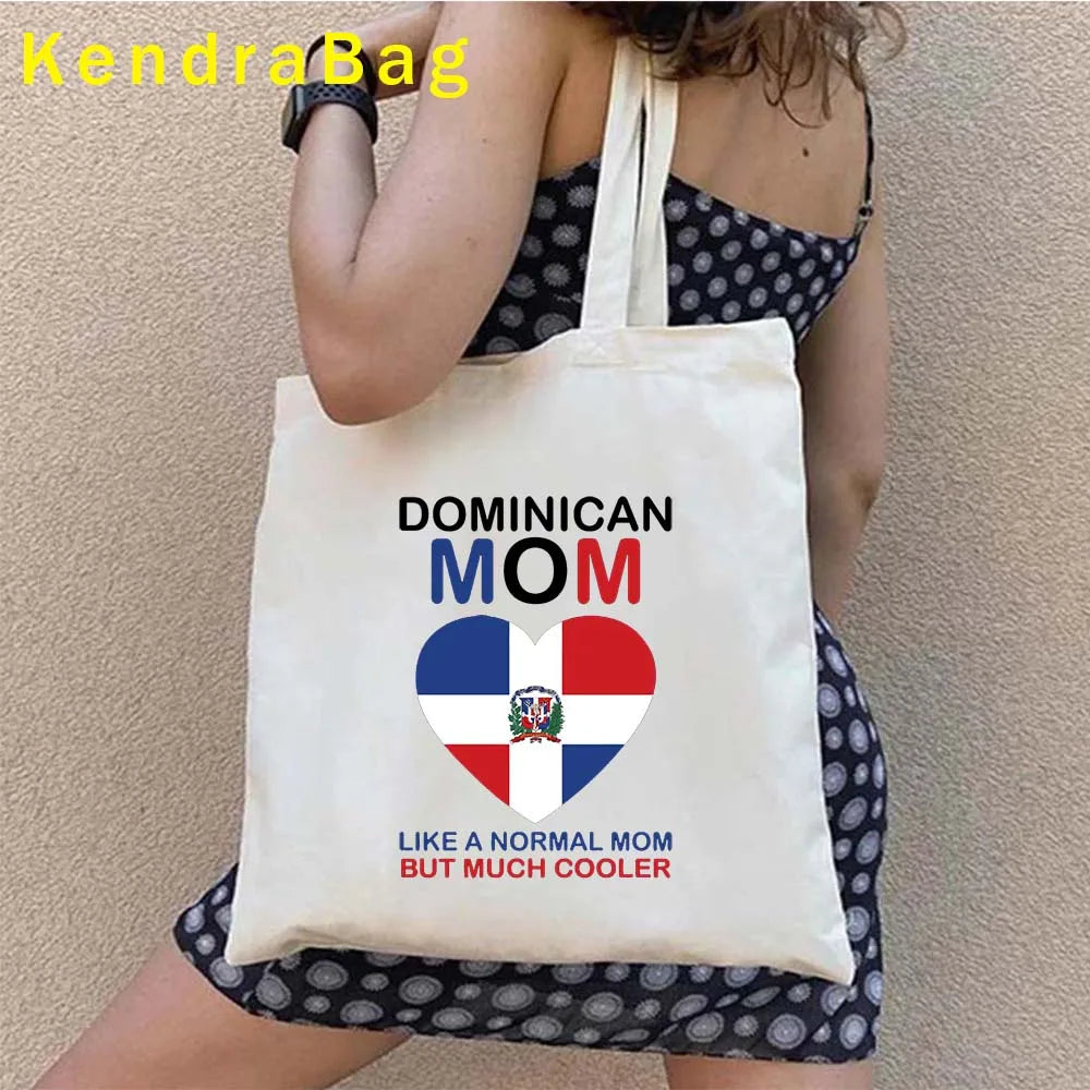 Dominican Republic Flag & Sunset Canvas Tote Bag – Punta Cana, Santo Domingo, Eco-Friendly Shopper Handbag