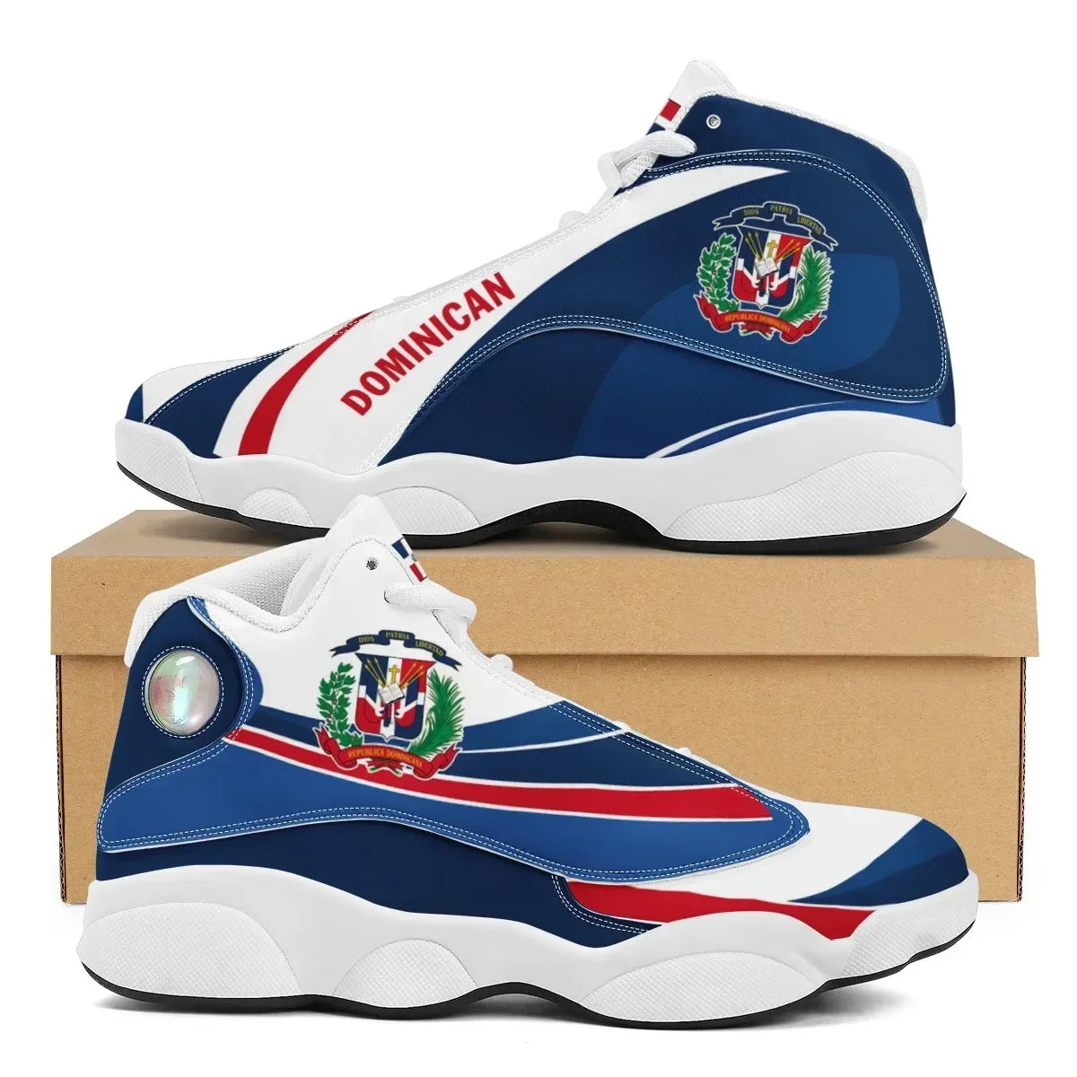 Dominican Republic Flag Custom Lace-Up Sneakers – Casual, Cozy, Durable Running Shoes for Teen Boys, Men's Basketball Sports Footwear