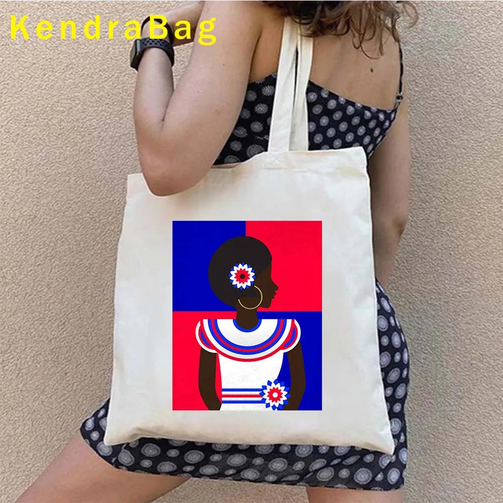 Dominican Republic Flag & Sunset Canvas Tote Bag – Punta Cana, Santo Domingo, Eco-Friendly Shopper Handbag