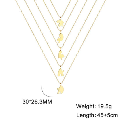 Customized Heart Puzzle Necklace - Stainless Steel, 2-6pcs