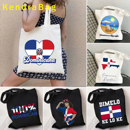 Dominican Republic Flag & Sunset Canvas Tote Bag – Punta Cana, Santo Domingo, Eco-Friendly Shopper Handbag