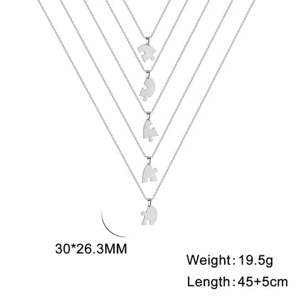 Customized Heart Puzzle Necklace - Stainless Steel, 2-6pcs