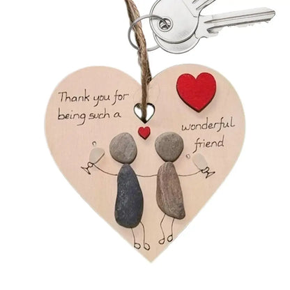 Rustic Heart Shape Wooden Wall Decor: Couples Birds & Bunny Design