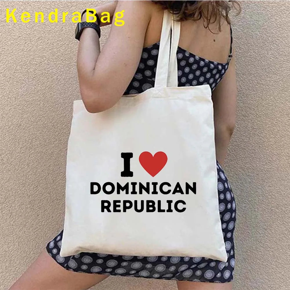 Dominican Republic Flag & Sunset Canvas Tote Bag – Punta Cana, Santo Domingo, Eco-Friendly Shopper Handbag