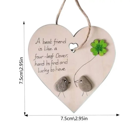 Rustic Heart Shape Wooden Wall Decor: Couples Birds & Bunny Design