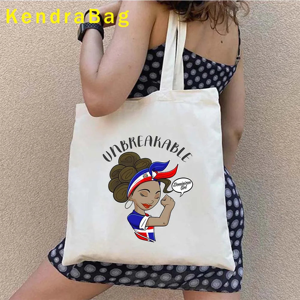 Dominican Republic Flag & Sunset Canvas Tote Bag – Punta Cana, Santo Domingo, Eco-Friendly Shopper Handbag