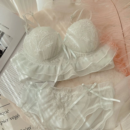 Japanese Lolita Lace Bra Set - 1/2 Cup, Sweet & Sexy, Support for Small Chests