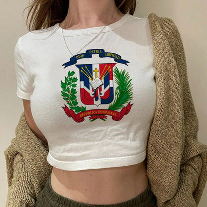 Dominican Republic 2000s Cyber Y2K Fairycore Crop Top – 90s Aesthetic Tee for Girls