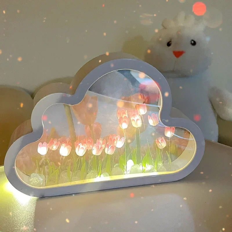 Tulip Cloud Nightlight - Decorative Desktop Ornament, Perfect Birthday & Valentine’s Gift