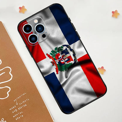 Dominican Republic Flag Case – Compatible with iPhone 15, 16, 14, 13, 12, 11 Pro Max, Plus, X, XR, XS Max, 12, 13 Mini, Soft Bumper Cover