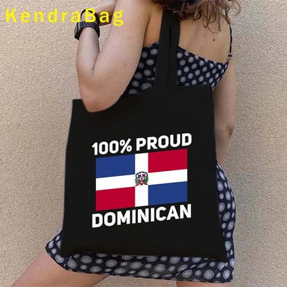 Dominican Republic Flag & Sunset Canvas Tote Bag – Punta Cana, Santo Domingo, Eco-Friendly Shopper Handbag