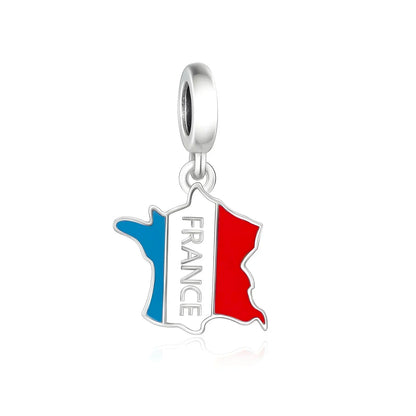 Real 925 Sterling Silver Pan Charms Bracelet – Dominican Republic Flag Map Enamel Bead for Women