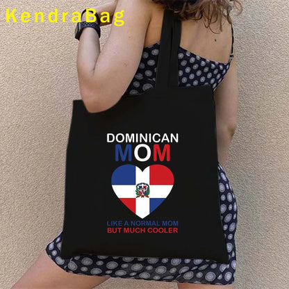 Dominican Republic Flag & Sunset Canvas Tote Bag – Punta Cana, Santo Domingo, Eco-Friendly Shopper Handbag