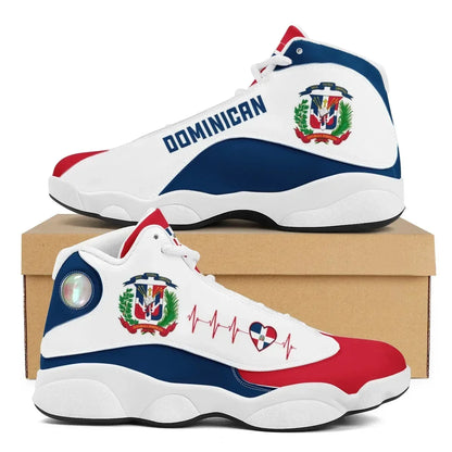 Dominican Republic Flag Custom Lace-Up Sneakers – Casual, Cozy, Durable Running Shoes for Teen Boys, Men's Basketball Sports Footwear