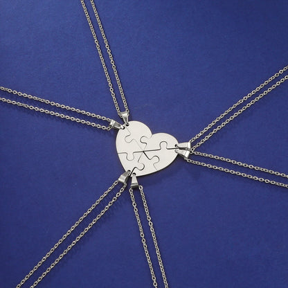 Customized Heart Puzzle Necklace - Stainless Steel, 2-6pcs