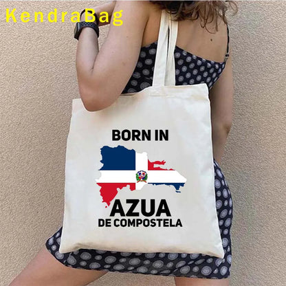 Dominican Republic Flag & Sunset Canvas Tote Bag – Punta Cana, Santo Domingo, Eco-Friendly Shopper Handbag