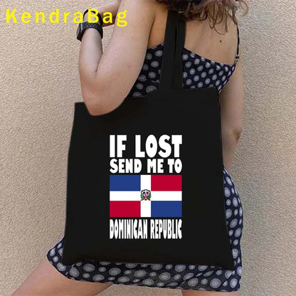 Dominican Republic Flag & Sunset Canvas Tote Bag – Punta Cana, Santo Domingo, Eco-Friendly Shopper Handbag